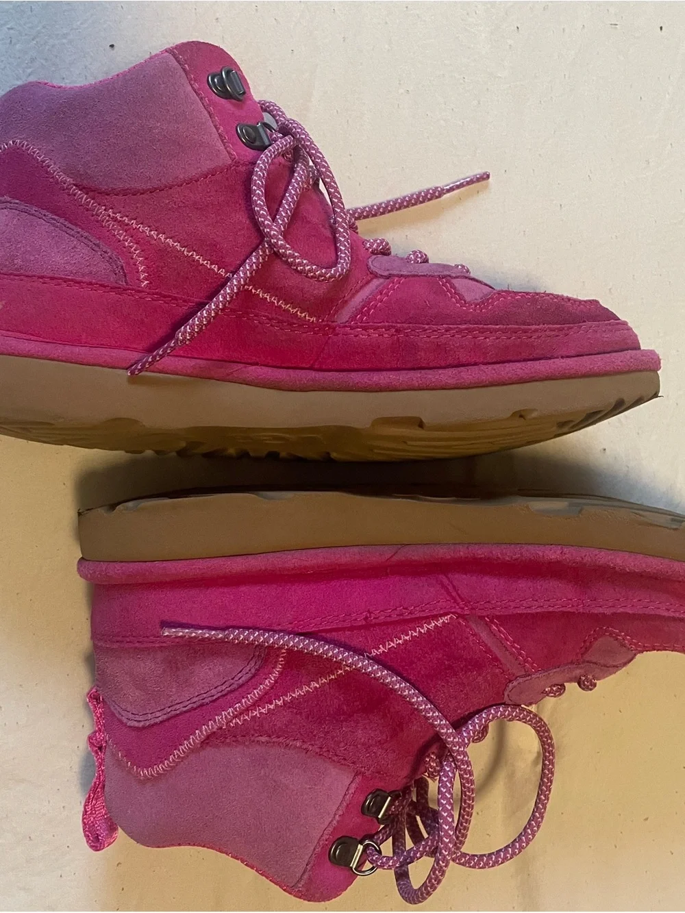 UGG Kids Pink Suede Lace-Up Boots